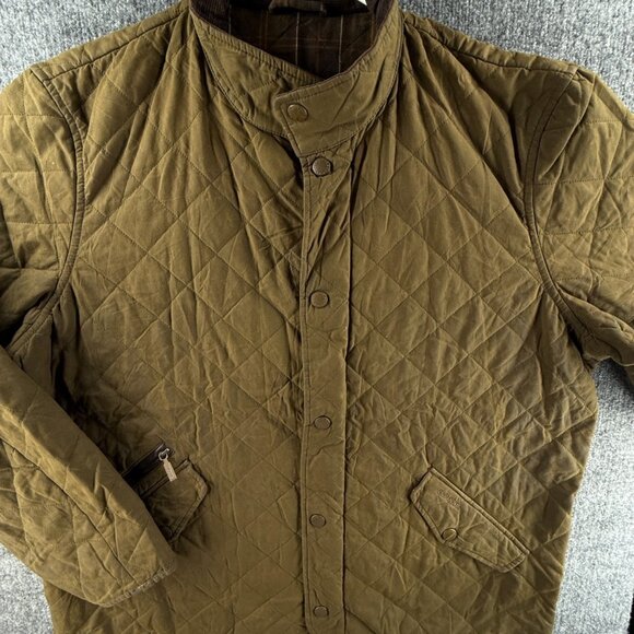 Barbour Chelsea Wax Quilt Jacket Men Full Zip Green Plaid Lined Hunting Outdoor - Picture 1 of 16